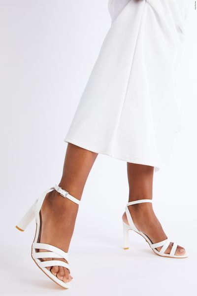 White Patent Strappy Heeled Sandals
